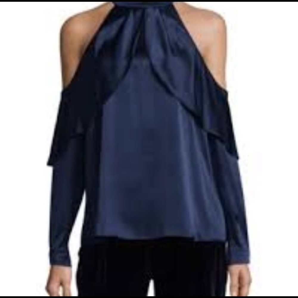 NWOT Parker cold shoulder ruffle glitter blouse